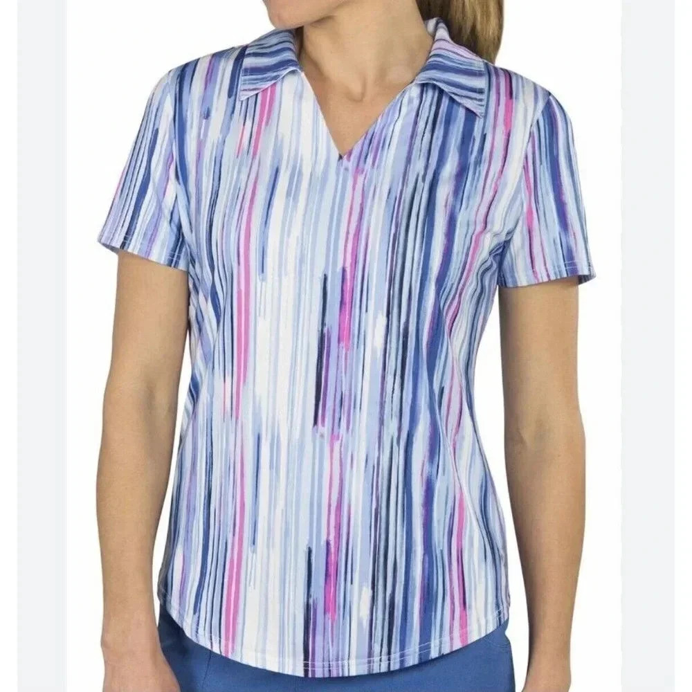 Jofit Golf Top Women Size Small Short Sleeve Collared Athletic Polo Shirt Blue